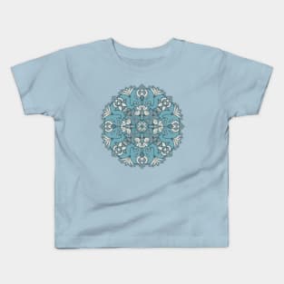 Muted Blue Lotus Mandala Kids T-Shirt